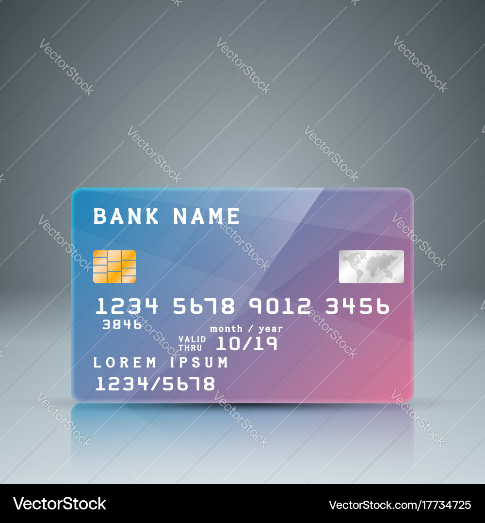 Bank card with reflect number is random vector image