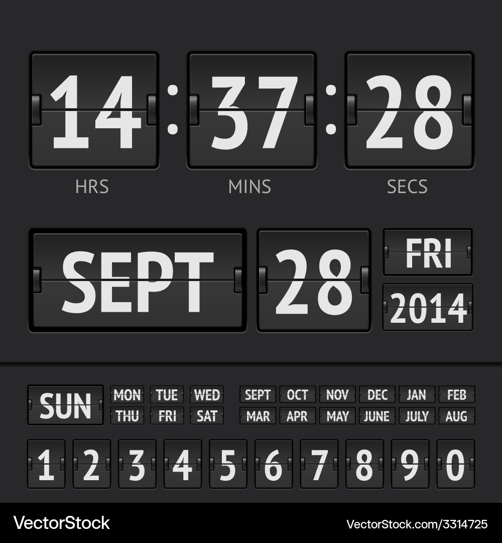 Black Flip Digital Scoreboard Timer vector image