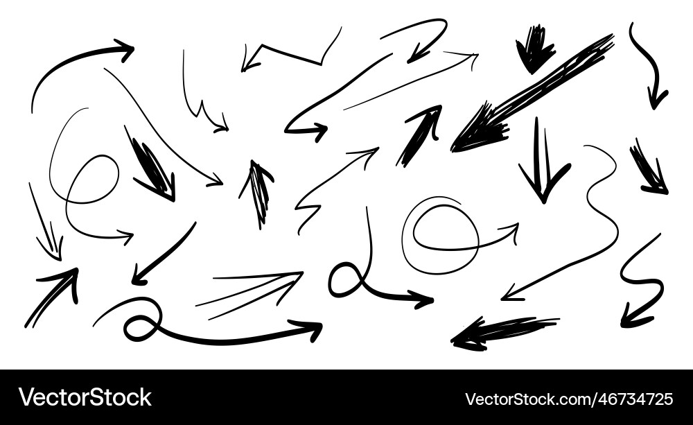 Doodle arrows icons set arrow icon with various vector image