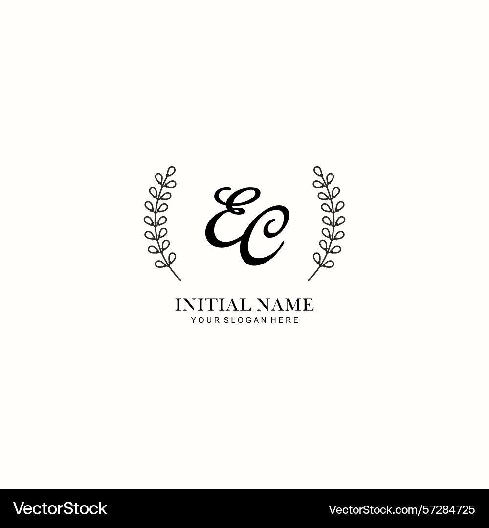 Ec initial logo templates with botanical elements Vector Image