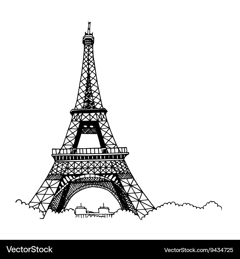 Hand Drawn Eiffel Tower Sketch Vector Image