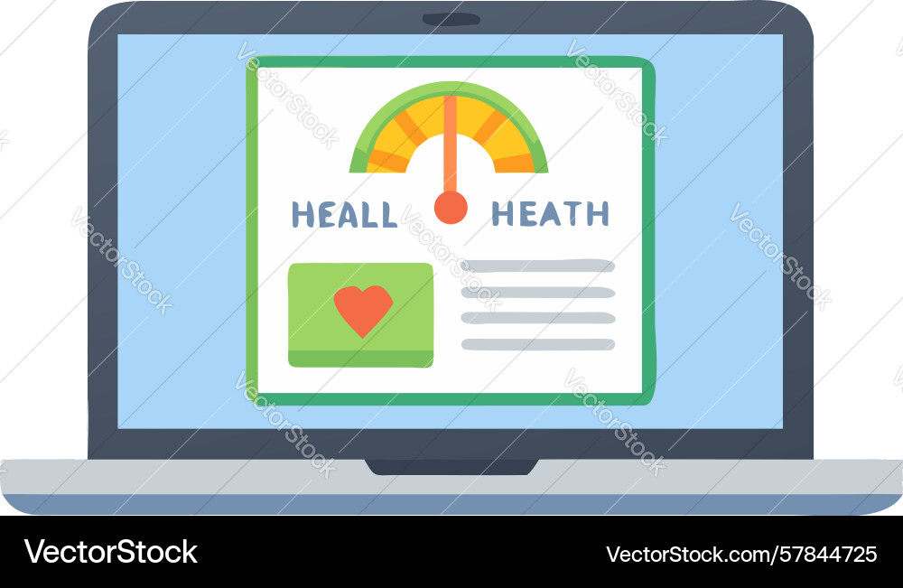 Laptop screen showing health data and metrics Vector Image