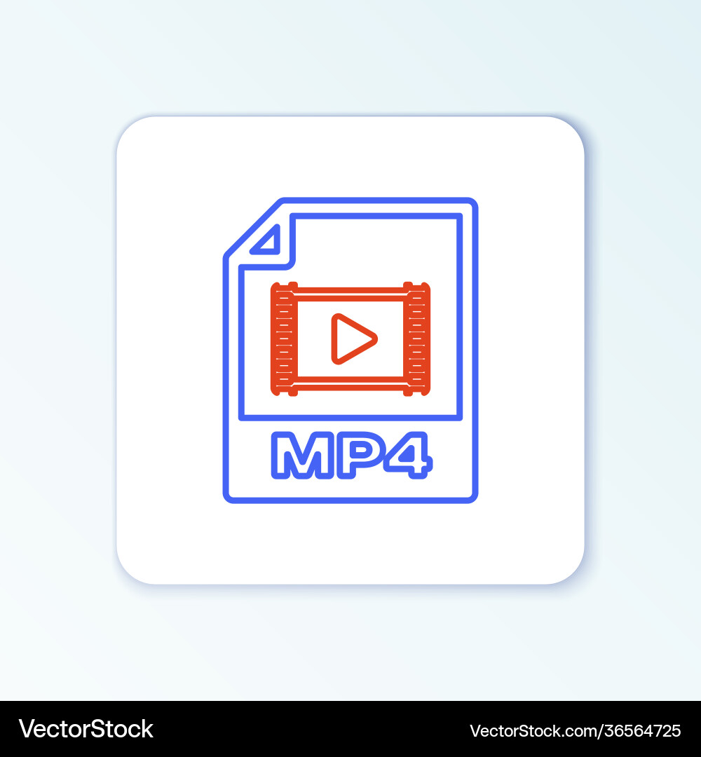 Line mp4 file document download button icon Line mp4 file document download button icon vector image