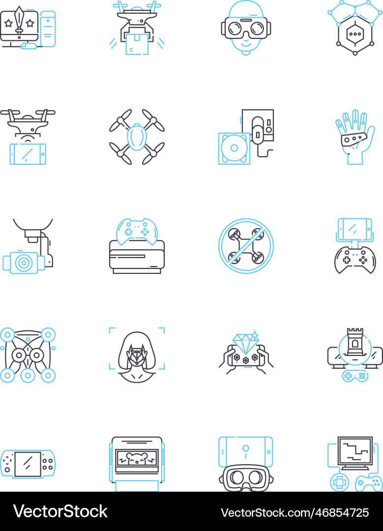 Mobile technology linear icons set smartphs Mobile technology linear icons set smartphs vector image