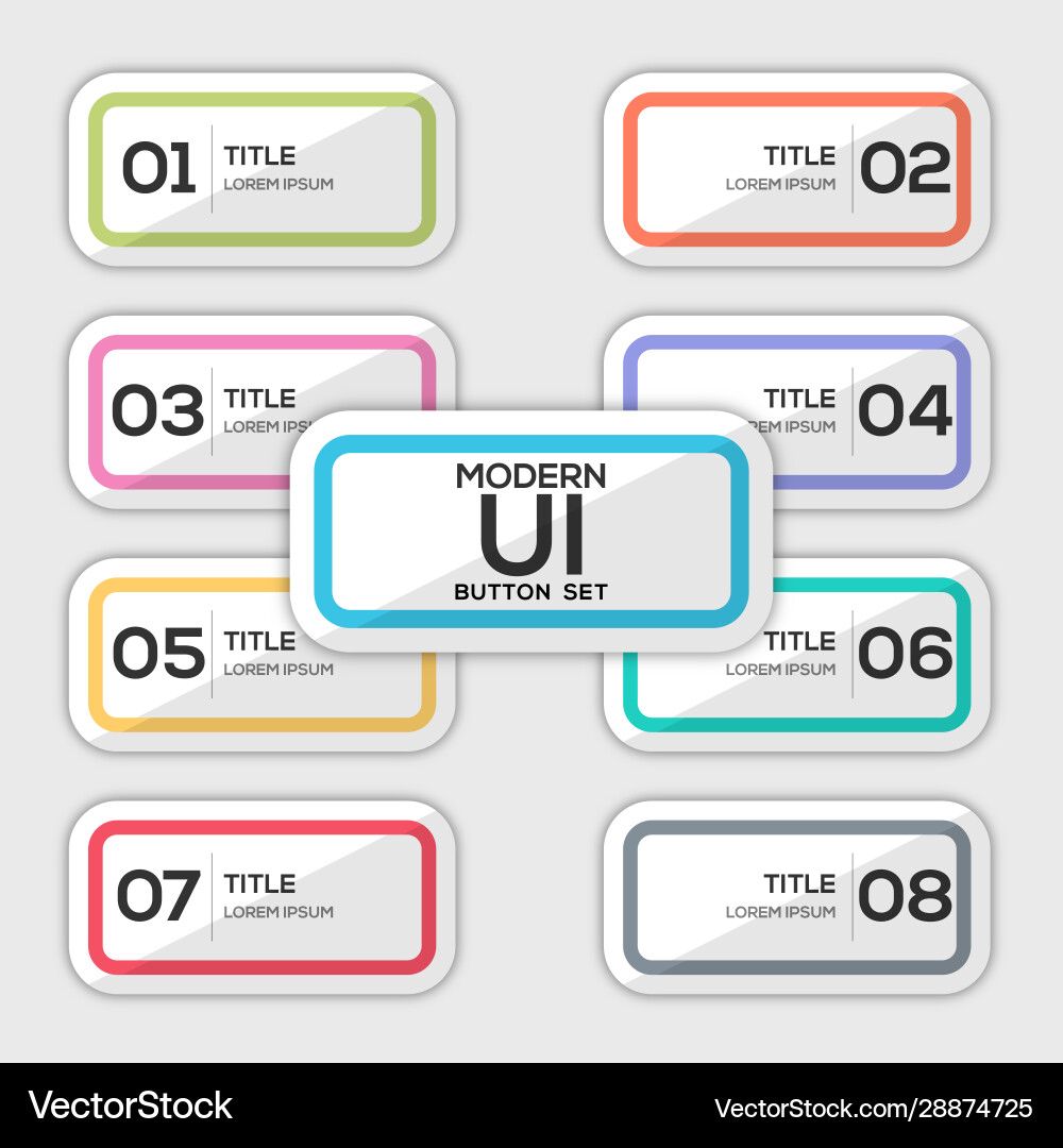 Modern user interface rectangle button set Modern user interface rectangle button set Vector Image