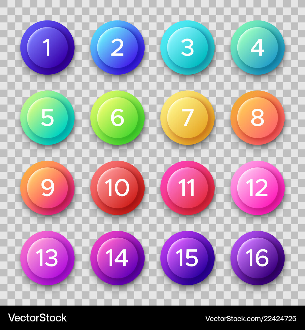 Number bullets circle buttons with color Number bullets circle buttons with color vector image