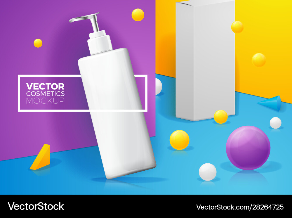 Scene with text shampoo bottle and box Scene with text shampoo bottle and box vector image