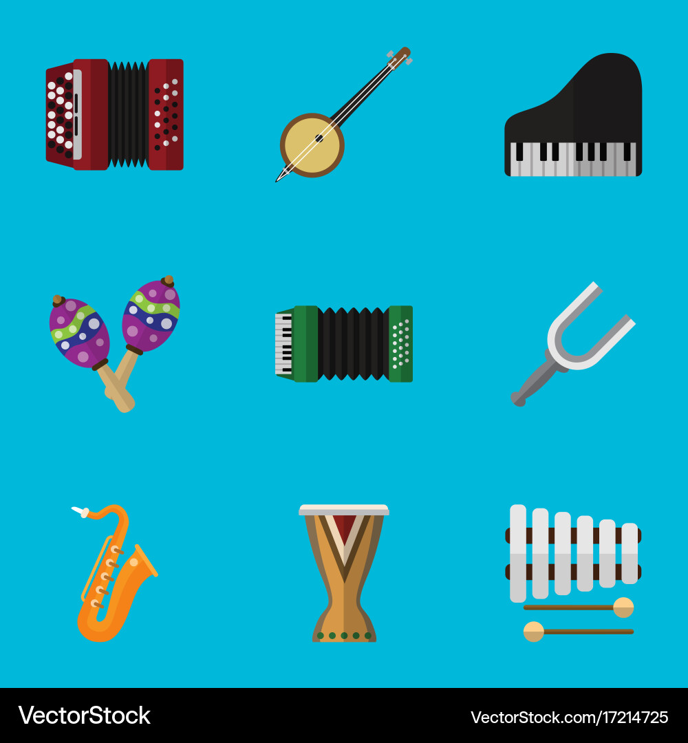 Set of 9 editable song flat icons includes vector image
