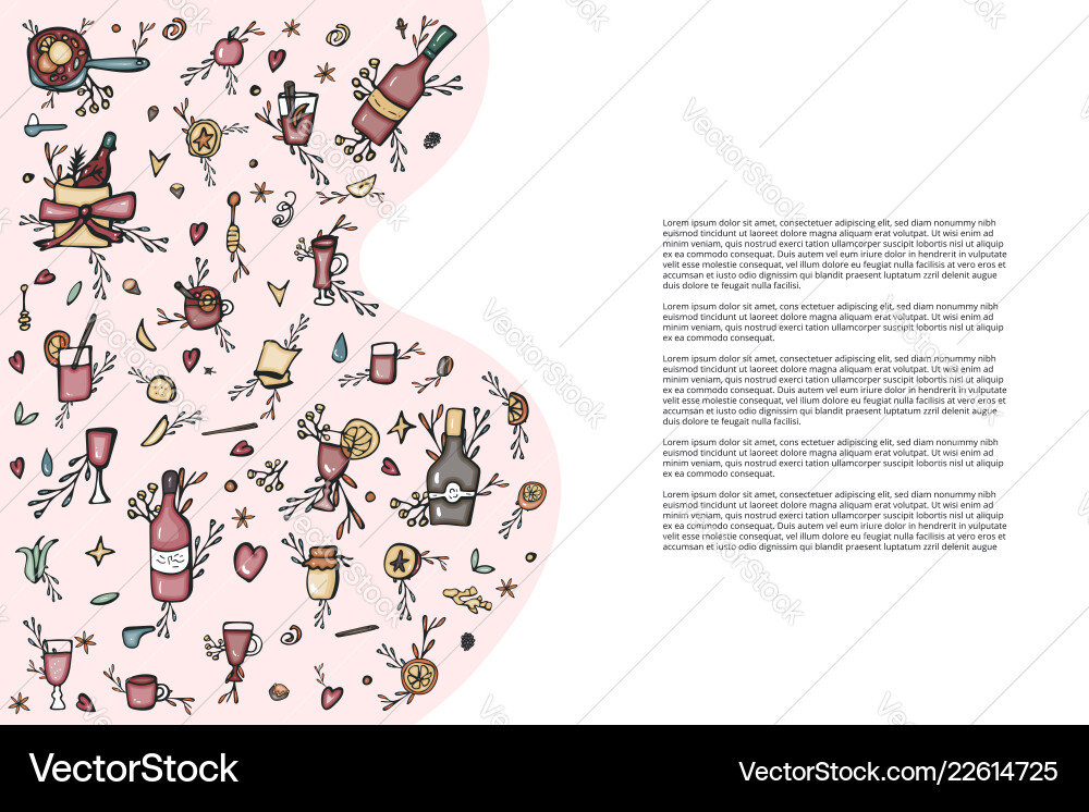 Set of mulled wine elements and objects Vector Image
