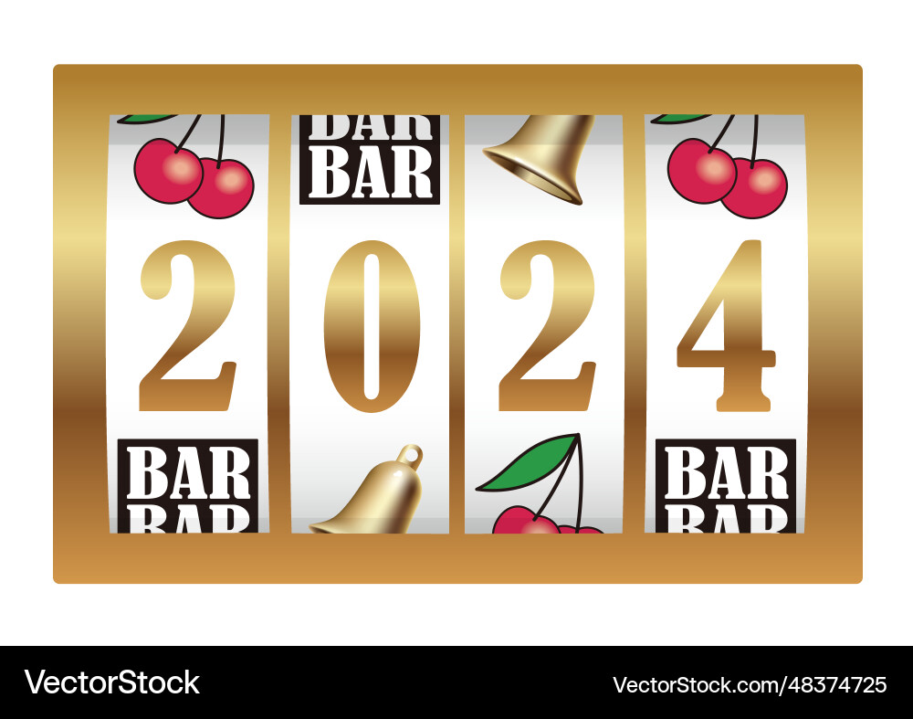 Year 2024 sign shown on slot machine reels Year 2024 sign shown on slot machine reels vector image
