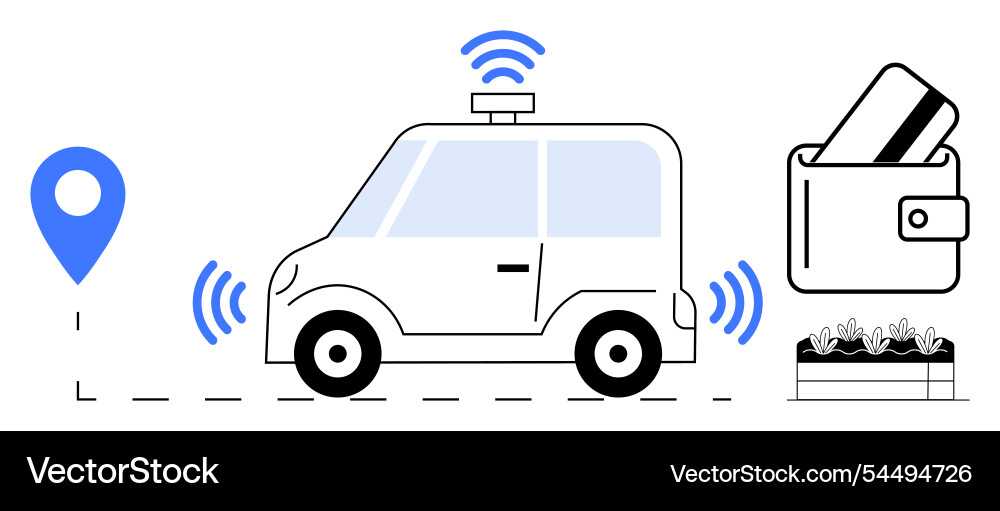 Autonomous vehicle with gps navigation and digital Autonomous vehicle with gps navigation and digital Vector Image