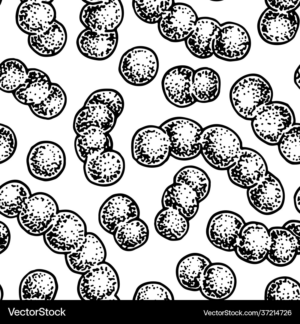 Bacterium seamless pattern in realistic sketch Vector Image