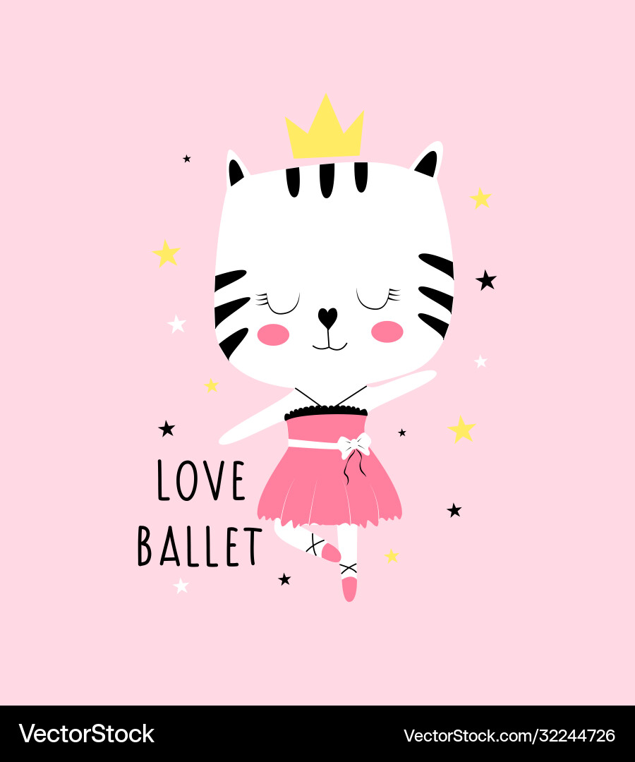 Ballerina cat print design Ballerina cat print design vector image