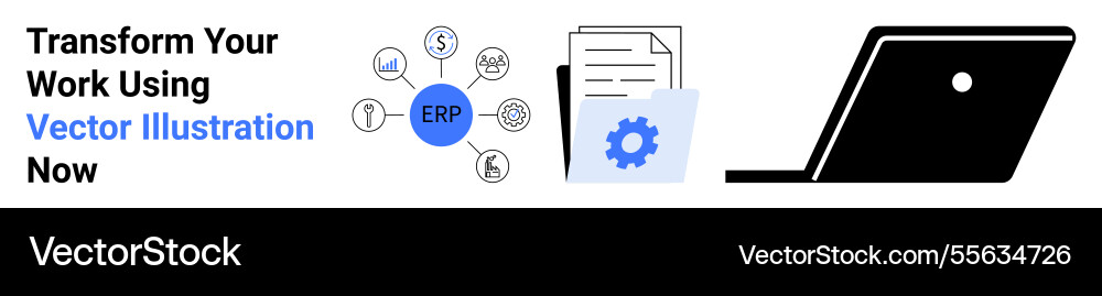 Erp system integration with digital tools and file Erp system integration with digital tools and file vector image