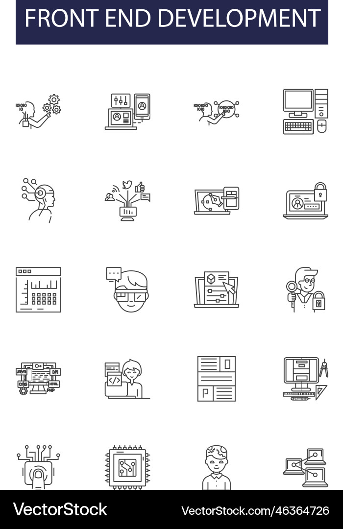 Front end development line icons and signs Front end development line icons and signs vector image
