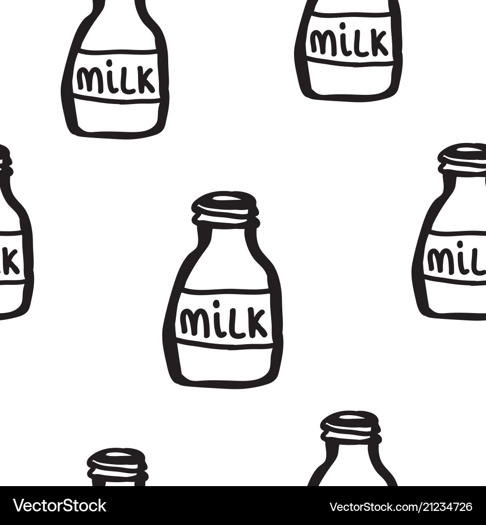 Hand drawn seamless pattern with bottles of milk Hand drawn seamless pattern with bottles of milk vector image
