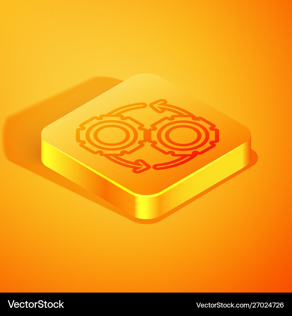 Isometric line gear and arrows as workflow process Isometric line gear and arrows as workflow process vector image