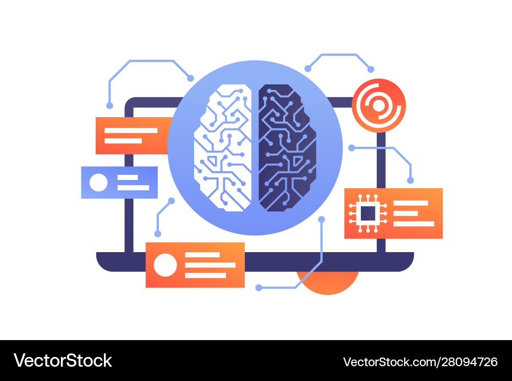 Künstliche Intelligenz moderne Technologie Gehirn Künstliche Intelligenz moderne Technologie Gehirn vektorbild