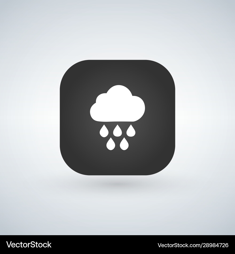 Light rain weather icon over application button Vector Image