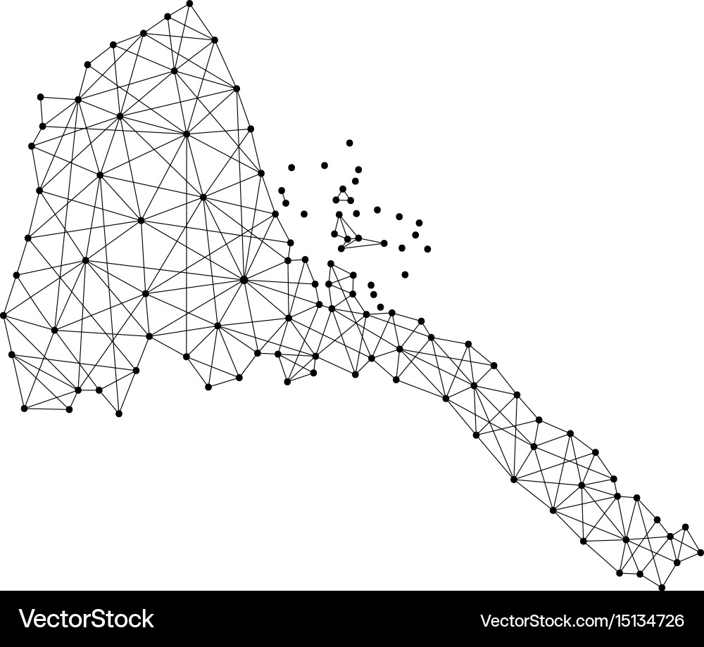 Map of eritrea from polygonal black lines and dots vector image