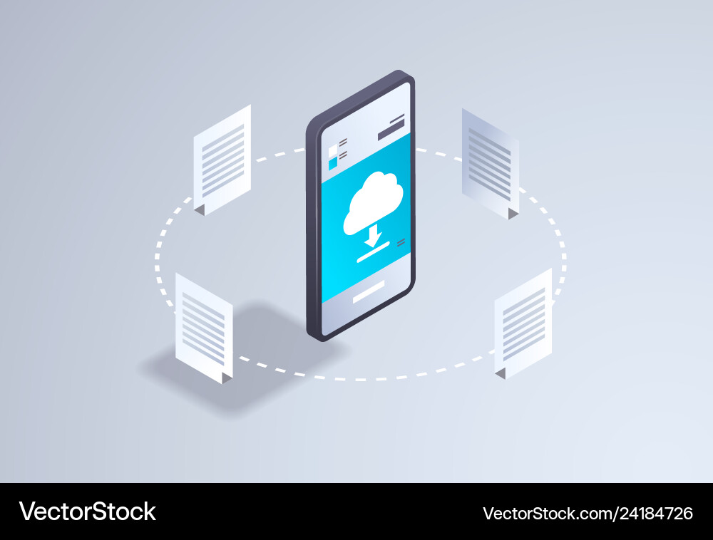 Online downloading mobile application computing Online downloading mobile application computing vector image