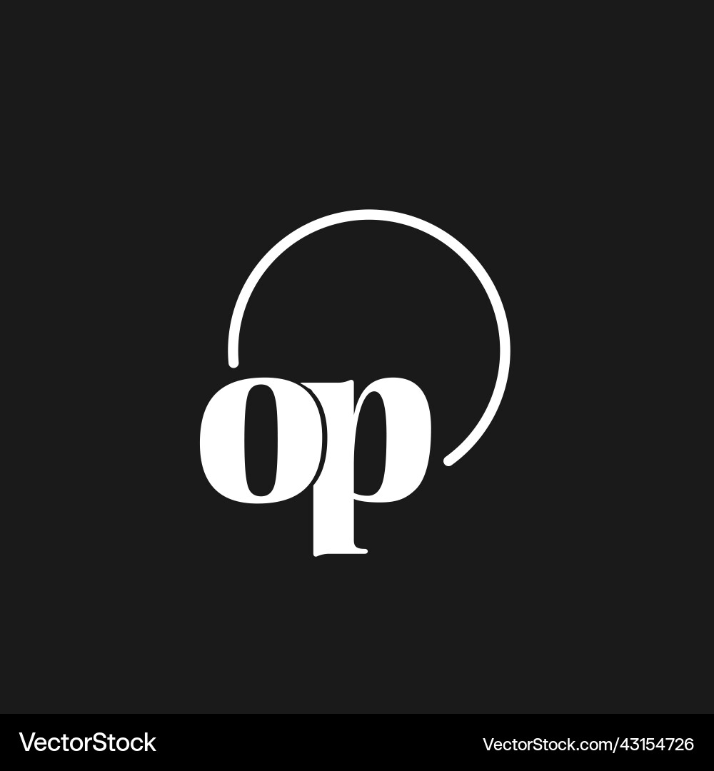 Op logo initials monogram with circular lines Vector Image