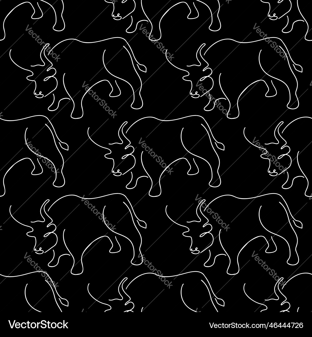 Seamless pattern with bulls in line vector image