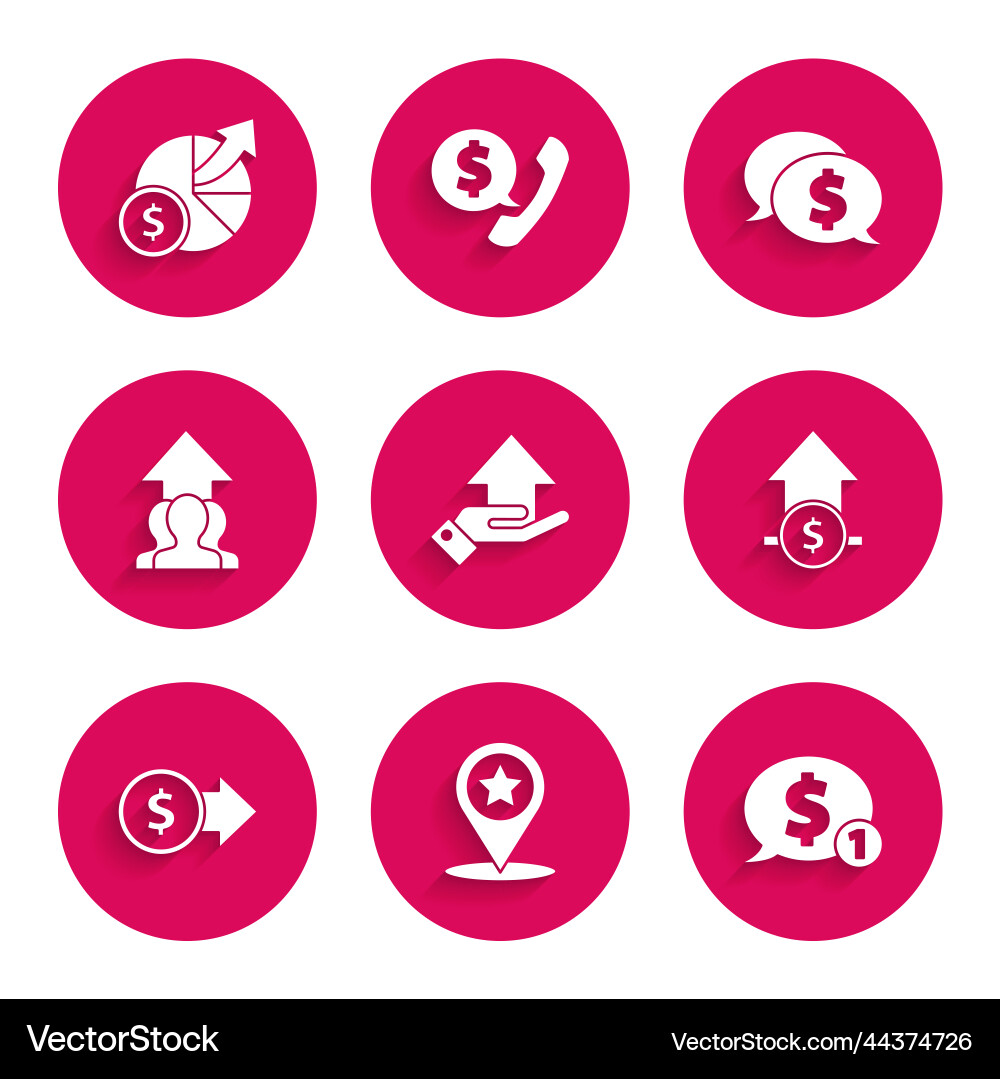 Set money on hand map pointer with star speech Set money on hand map pointer with star speech Vector Image