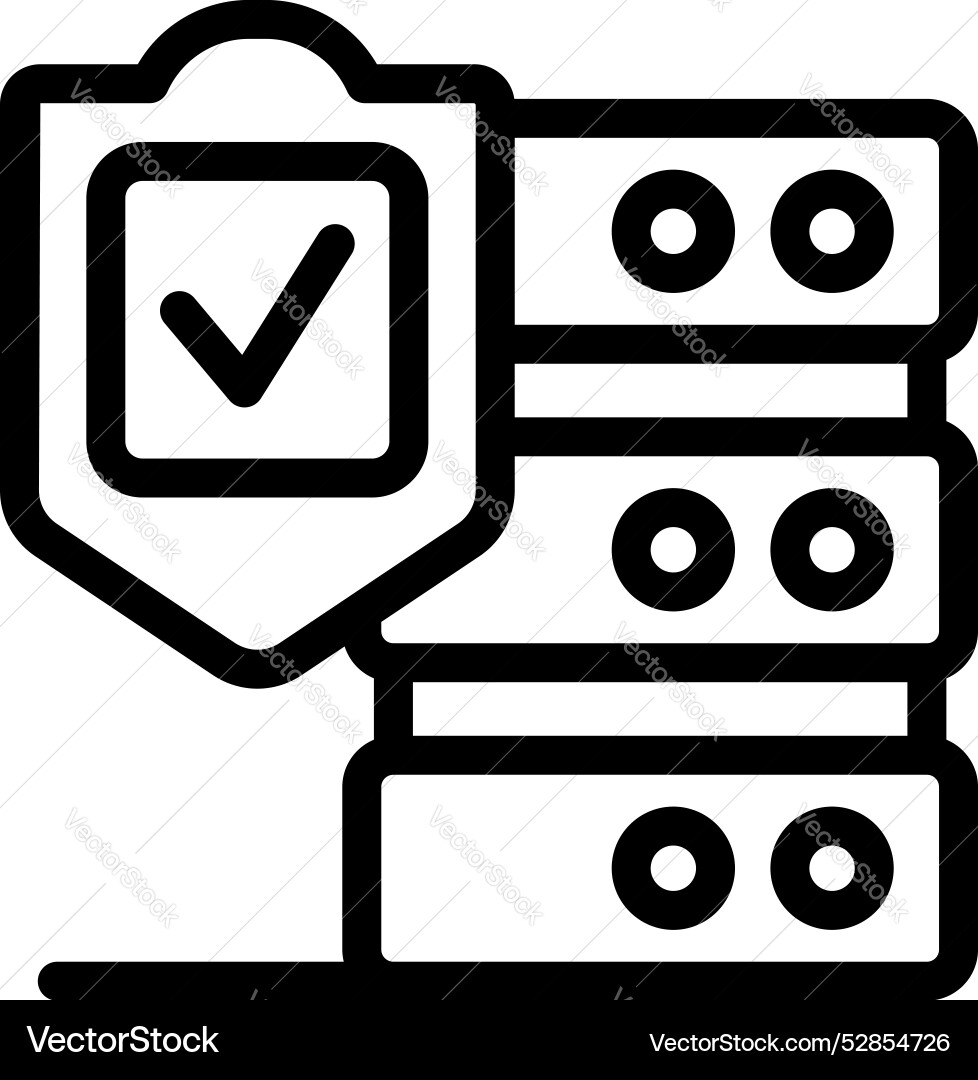 Shield protecting server racks showing Vector Image