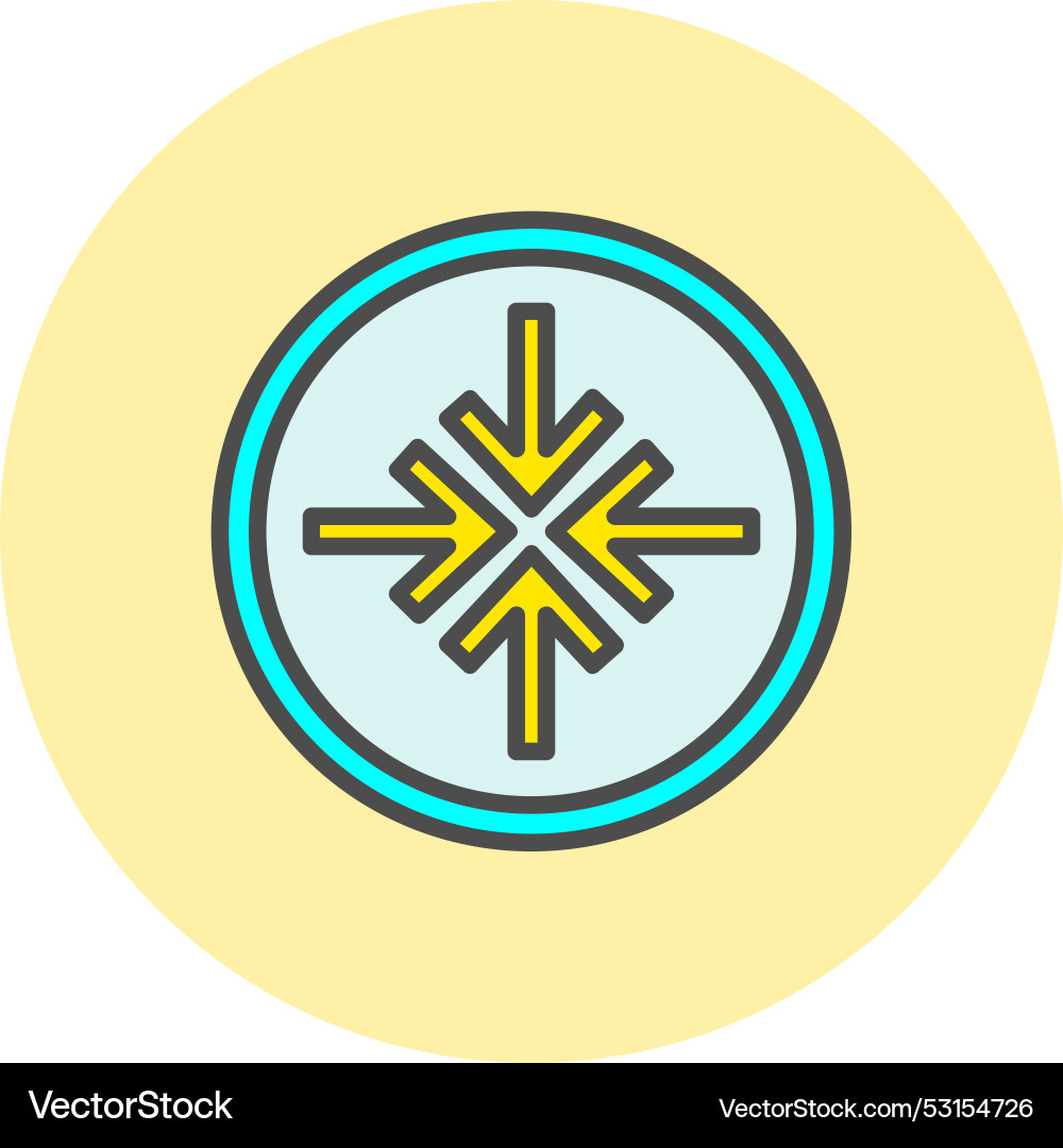 Shrink arrow line filled circle icon Vector Image