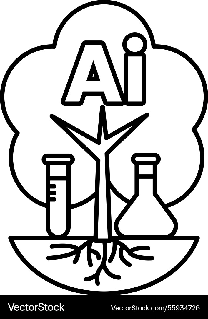 Tree with a trunk and two beakers Tree with a trunk and two beakers Vector Image