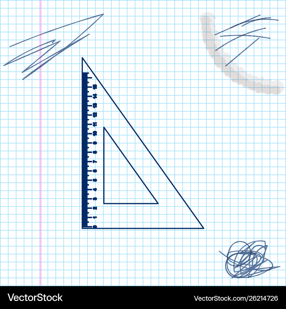 Triangular ruler line sketch icon isolated Triangular ruler line sketch icon isolated vector image