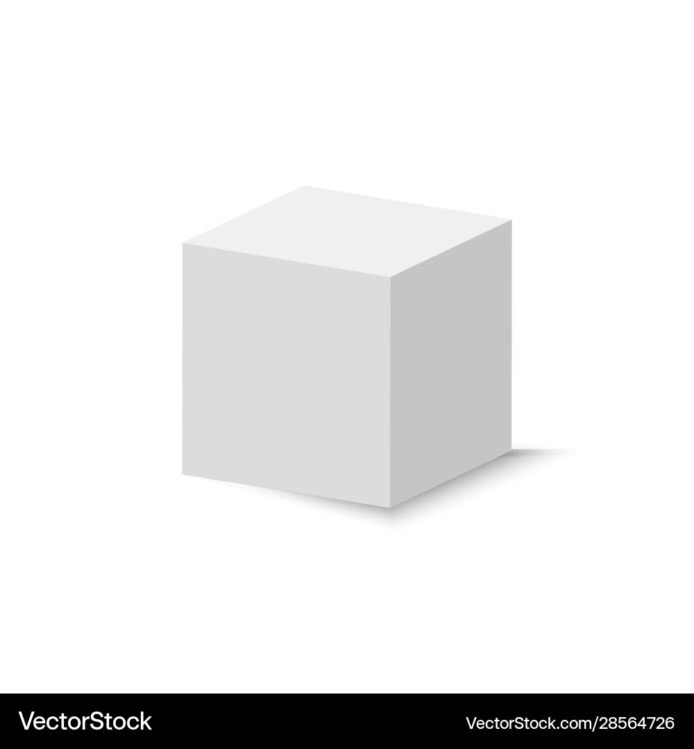 White cube 3d abstract box with shadow geometric White cube 3d abstract box with shadow geometric vector image