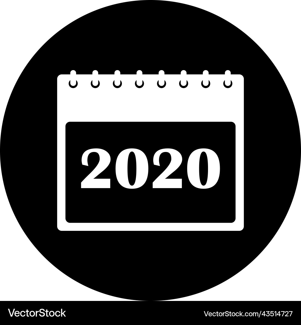 2020 calendar icon rounded button style eps Vector Image