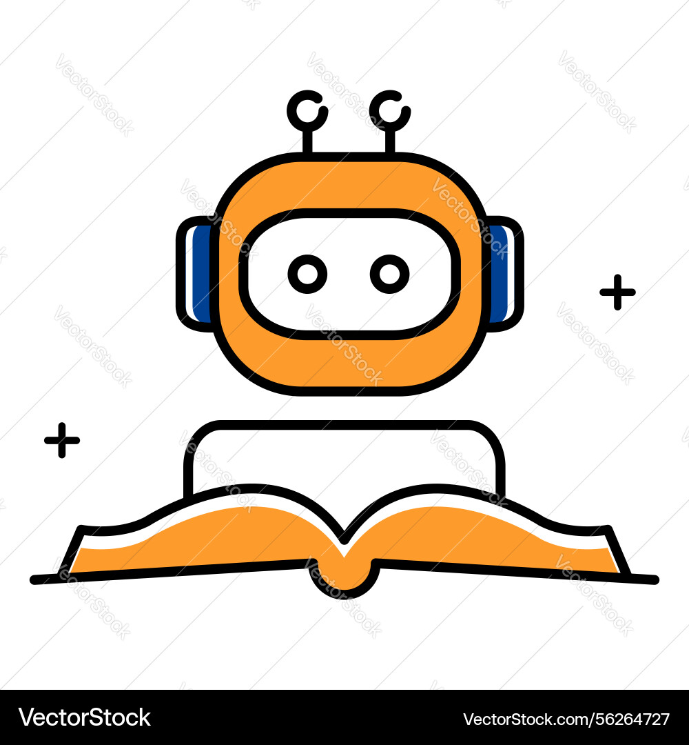 Artificial intelligence robot reading book icon Artificial intelligence robot reading book icon vector image