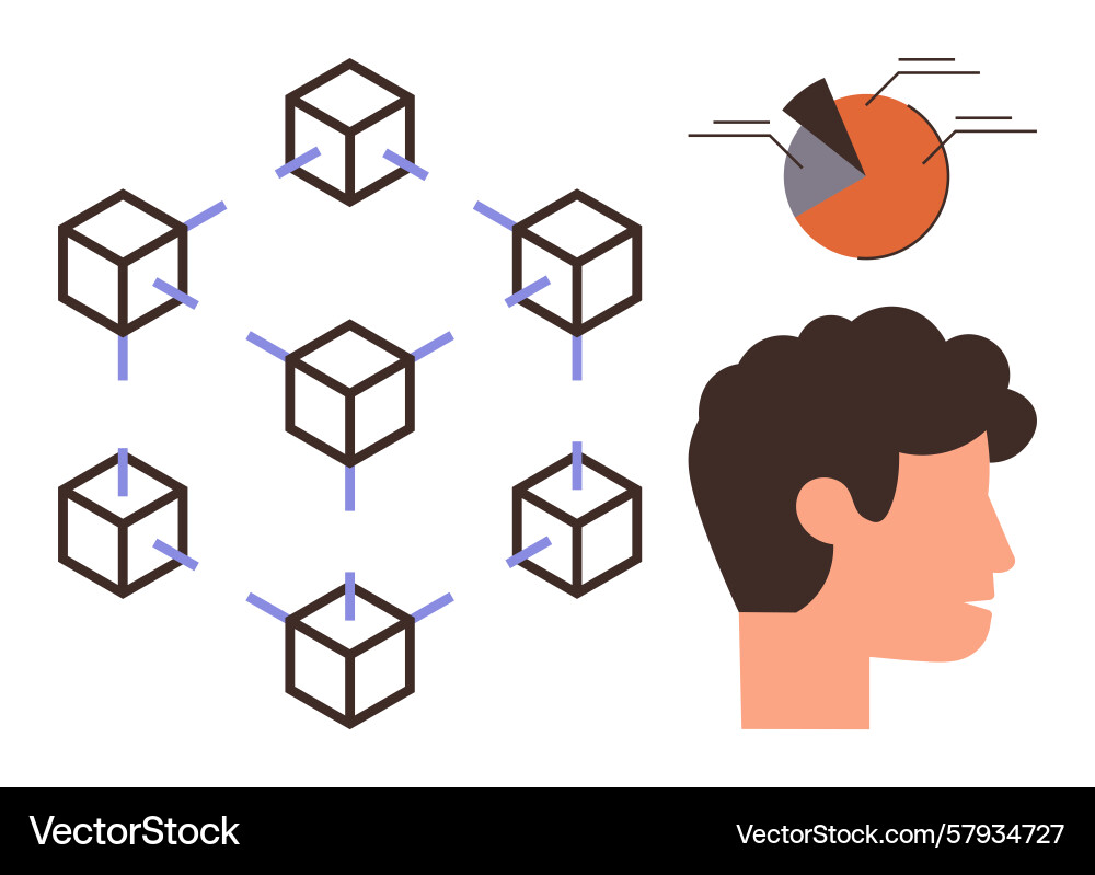 Blockchain network concept with data visualization Vector Image