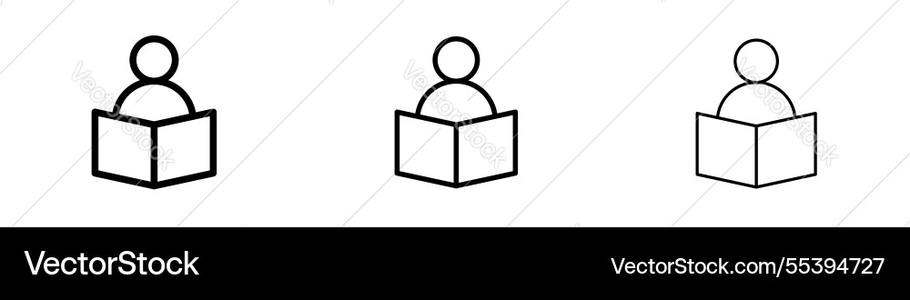 Book open reader icons in three different stroke Vector Image