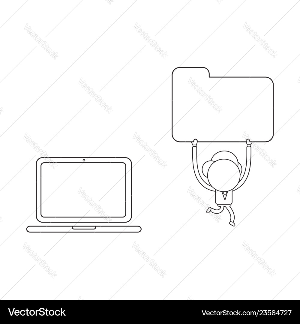 Businessman character running and carrying file Businessman character running and carrying file Vector Image
