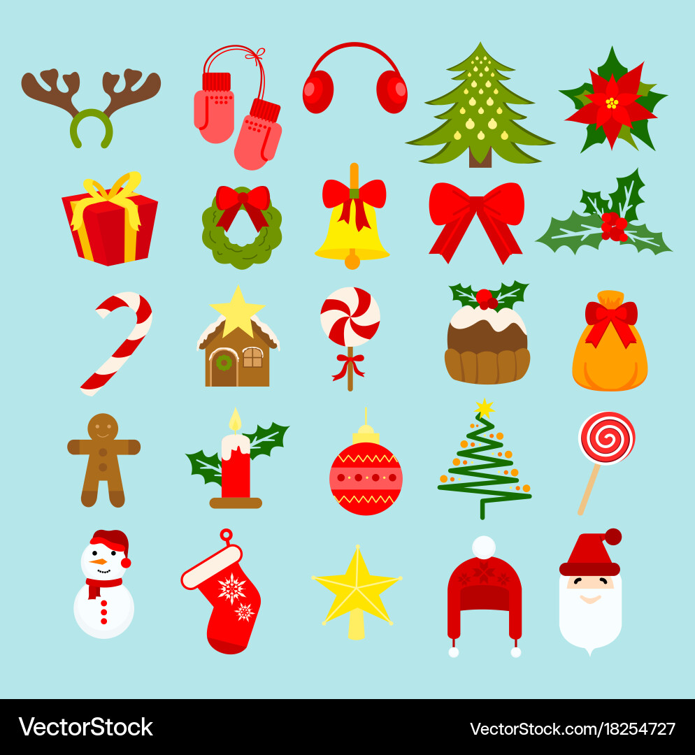 Christmas & New Year Icons Vector Image
