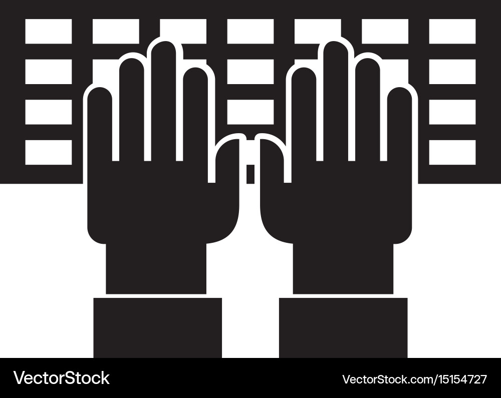 Computer keyboard with hands user Vector Image