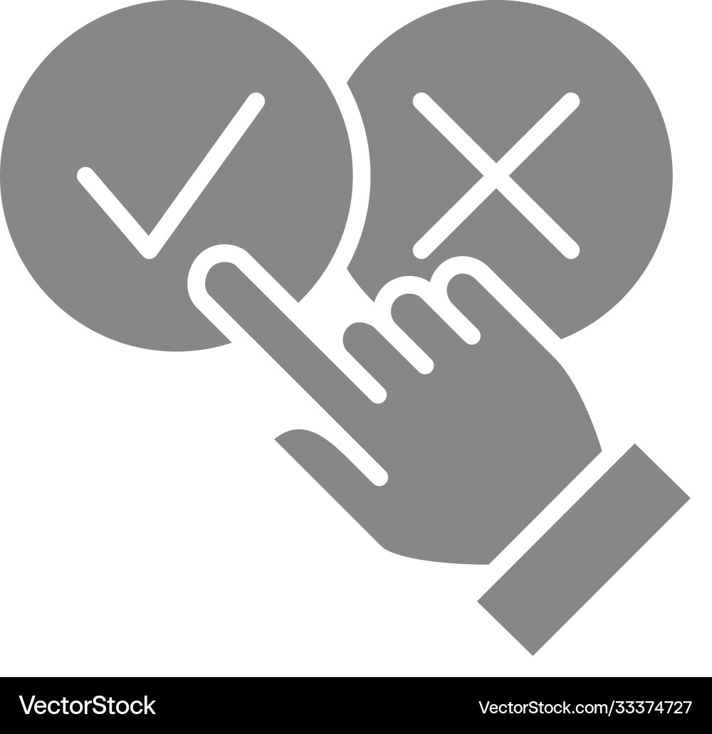 Correct and incorrect checkmarks with palm hand vector image