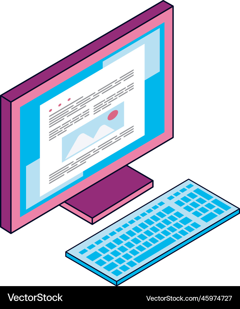 Desktop computer tech vector image