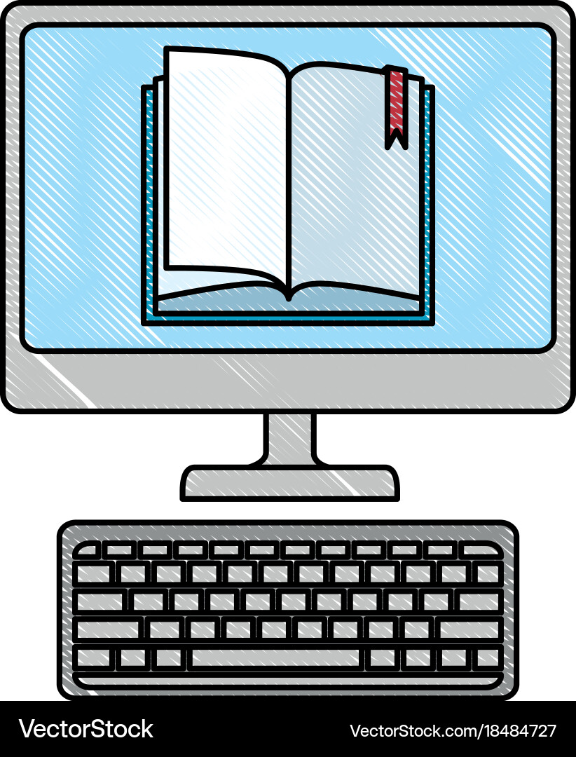 Desktop computer with ebook Vector Image