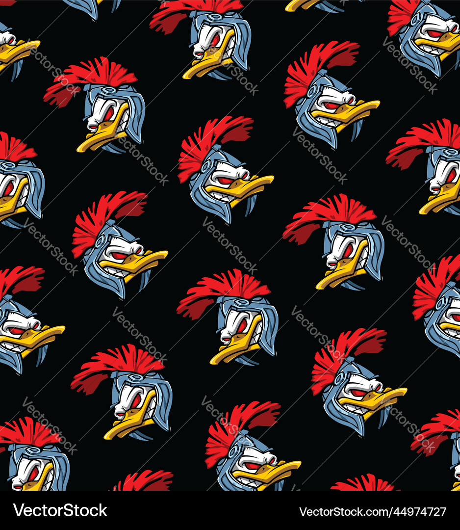 Duck head pattern with helmet on blue background Duck head pattern with helmet on blue background vector image