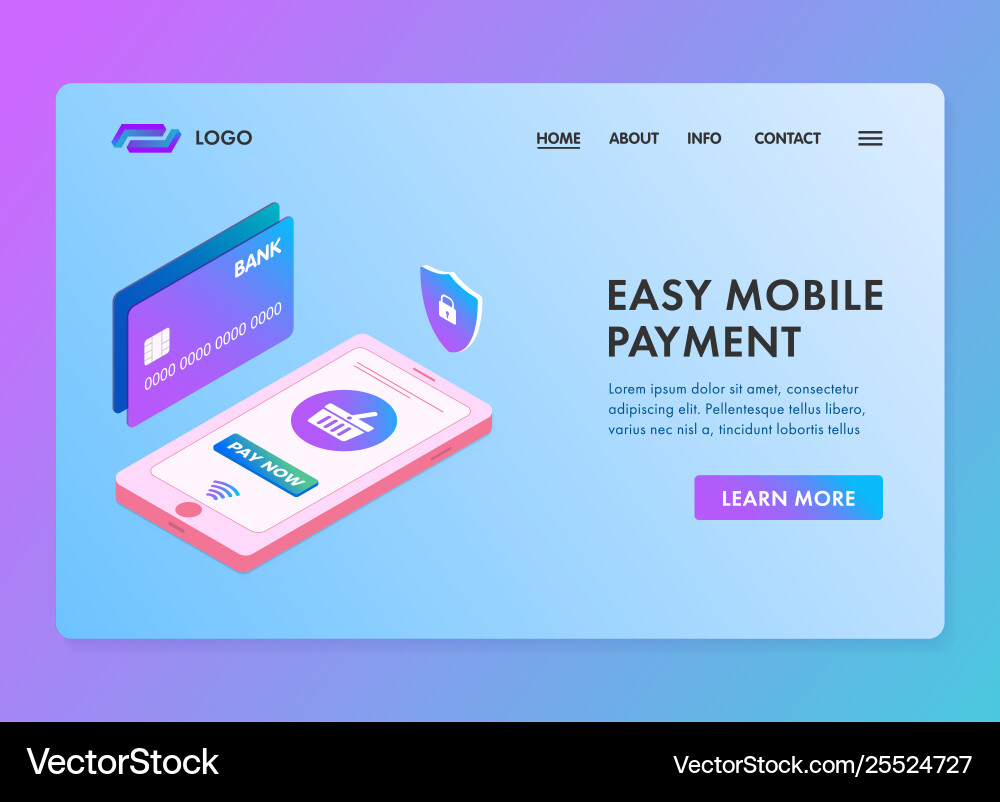 Easy mobile payment isometric 3d web template vector image