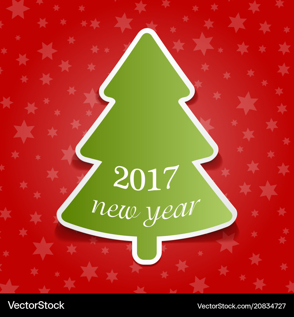 Fir-tree sticker with shadow for red background Fir-tree sticker with shadow for red background vector image