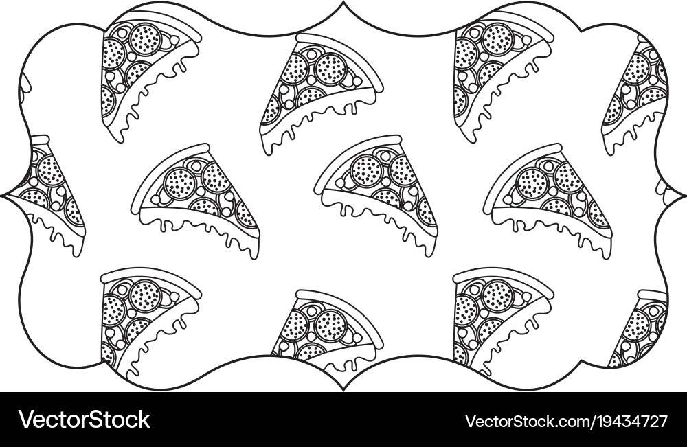 Frame with pizza pattern background Vector Image