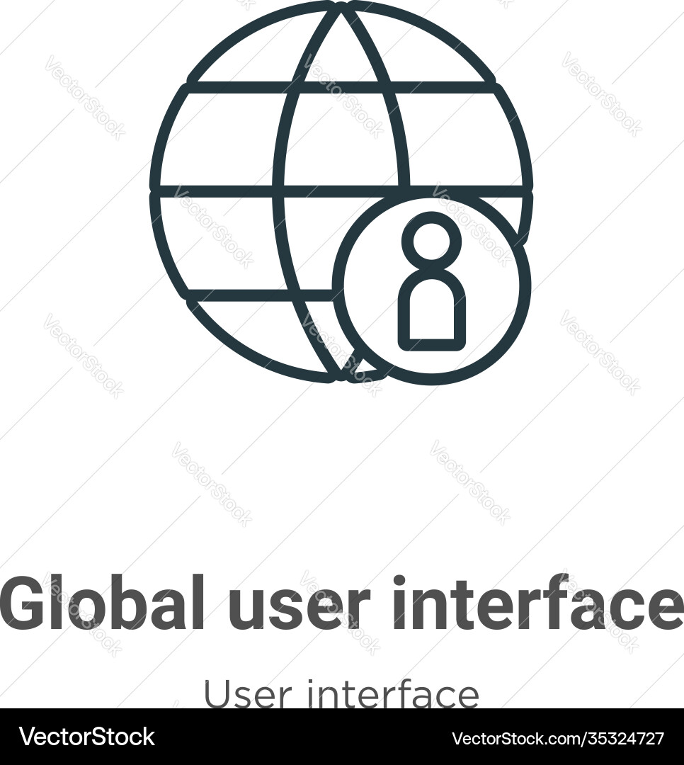 Global user interface outline icon thin line Global user interface outline icon thin line Vector Image