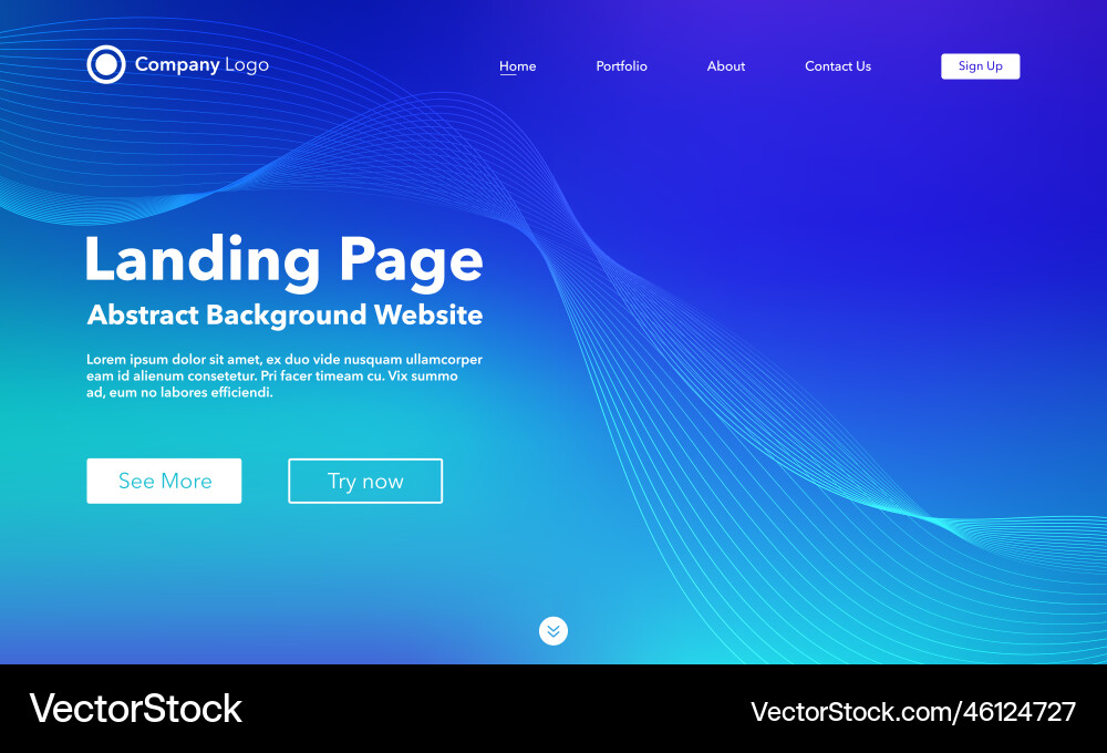 Gradient abstract wave background landing page Gradient abstract wave background landing page vector image