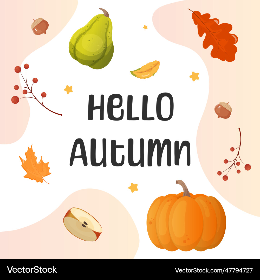 Hello autumn set of elements background Vector Image